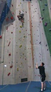 I almost reached the top of this course in September 2015. But I was stymied many times. Brenden, a fellow seminarian, was belaying me.